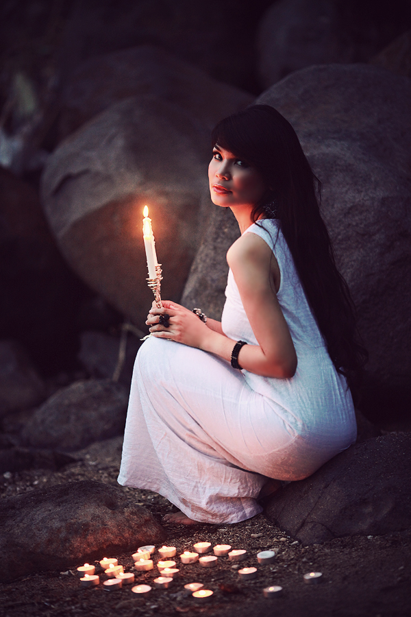 candle-girl-forest-dress-romance